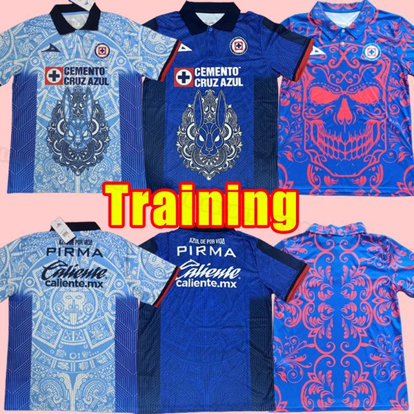 Treinamento 23 24 Cruz Azul Camisas de futebol CDSyC Liga do México Pineda Romo ALVARADO RODRIGUEZ 2023 2024 Camisas de futebol LIGA MX camisetas de futbol homens fãs versão