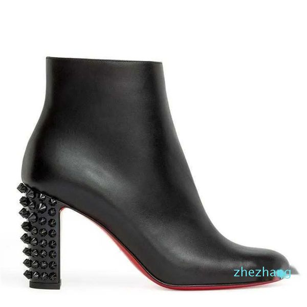 2023-marcas elegantes bota folclórica feminina branco couro preto botas de tornozelo da senhora vinho-vermelho preto camurça/couro senhora saltos grossos