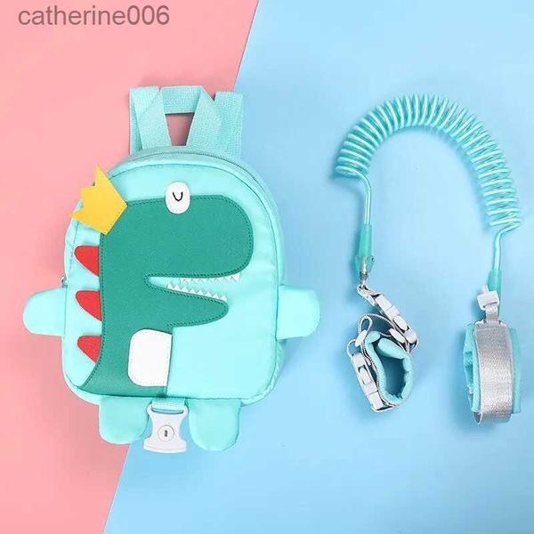 Zaini Corda di sicurezza per bambini Cinturino anti-smarrimento Bracciale a catena Bracciale anti-smarrimento per bambini Zaino per dinosauri Zaino alla moda per bambini Doppio usoL231108