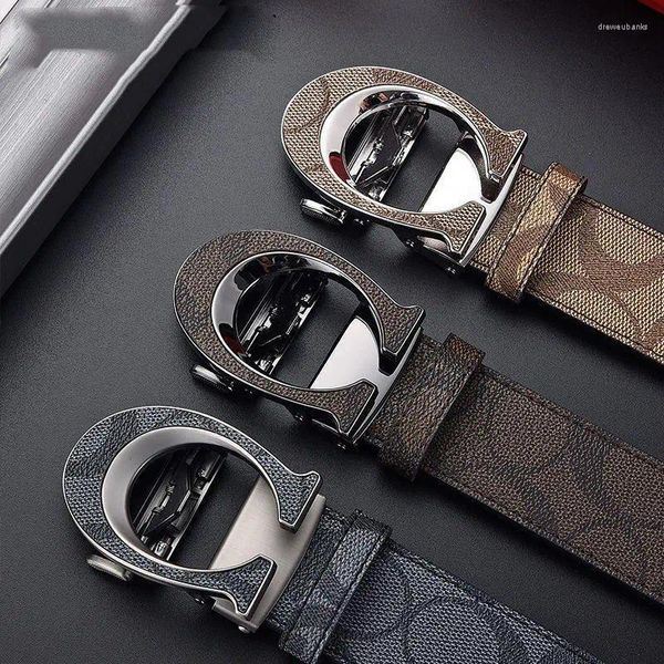 Cinture Cintura da uomo in vera pelle di qualità per donna Cinturino di lusso da uomo in metallo con fibbia automatica a C. Jeans