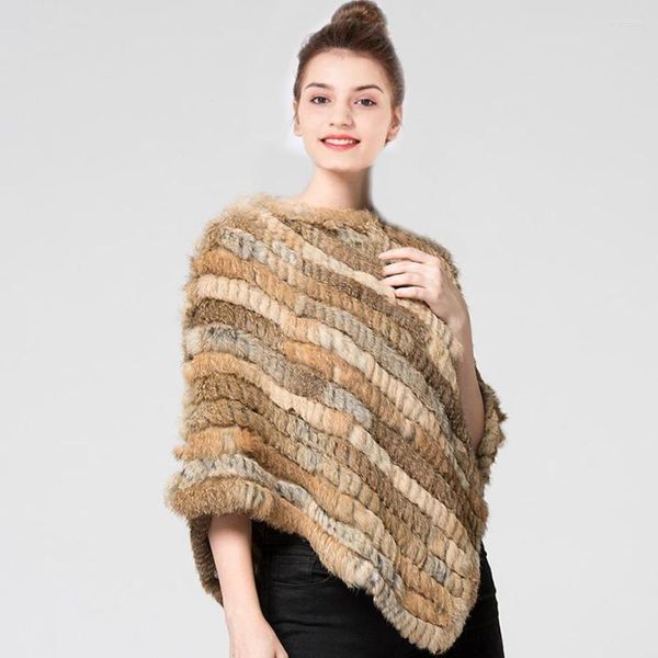 Pelliccia da donna inverno autunno femmina ragazza poncho vero knit rex shawl stole sprofondamento di cappotto ribasso avvolgimento di mazze da mazza fuori stagione