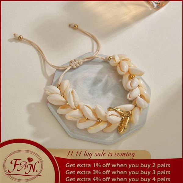 Bracelets de charme 2023 Trendy Summer Summer Beach Bohemian Style White e Golden Shell Suriliza a pulseira ou joias de tornozelos para meninas