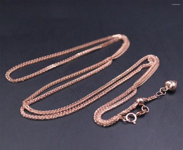 Correntes Pure 18k Chain de ouro rosa homem Mulheres colar de trigo 7G 25,6 polegadas