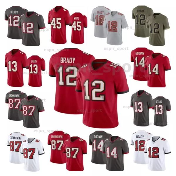 12 Tom Brady Jersey Rob Gronkowski Maglie di football americano Julio Jones Mike Evans Devin White Chris Godwin Kyle Trask Antoine Winfield Jr. Lavonte David Sterns