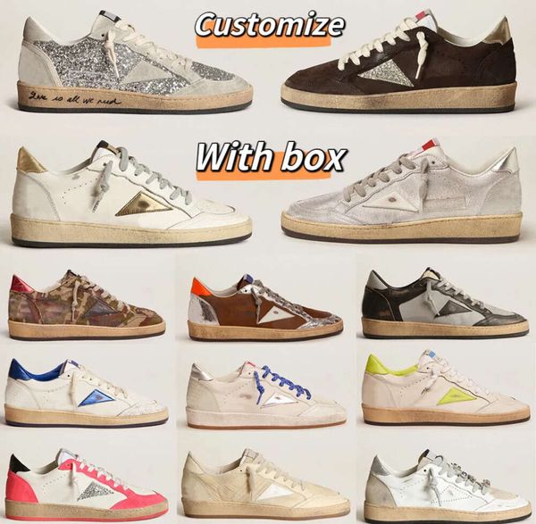 Golden Designer Sapatos Casuais Mulheres Super Star Brand New Release Ball Luxury Shoe Itália Sneakers Lantejoulas Clássico Branco Do Old Dirty Men Lace Up 35-46 Festival Gifts66