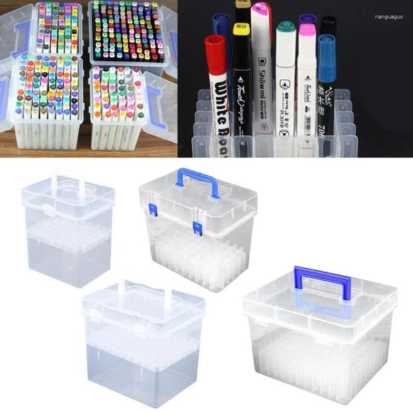 Transparente Marker Stifte Lagerung Box Container Kunst Handwerk Tablett Büro Schreibtisch Organizer Hause Schule Studenten Studie Versorgung 1XCE