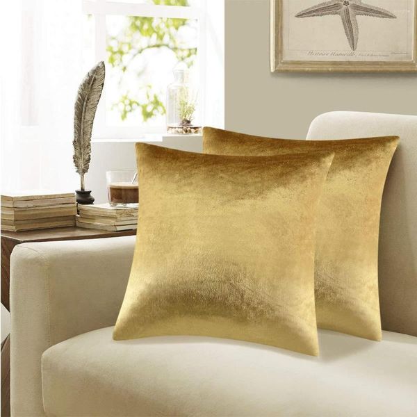Federa per cuscino Federa dorata in tessuto di velluto lucido 45x45 cm Cuscino per divano 2 pezzi