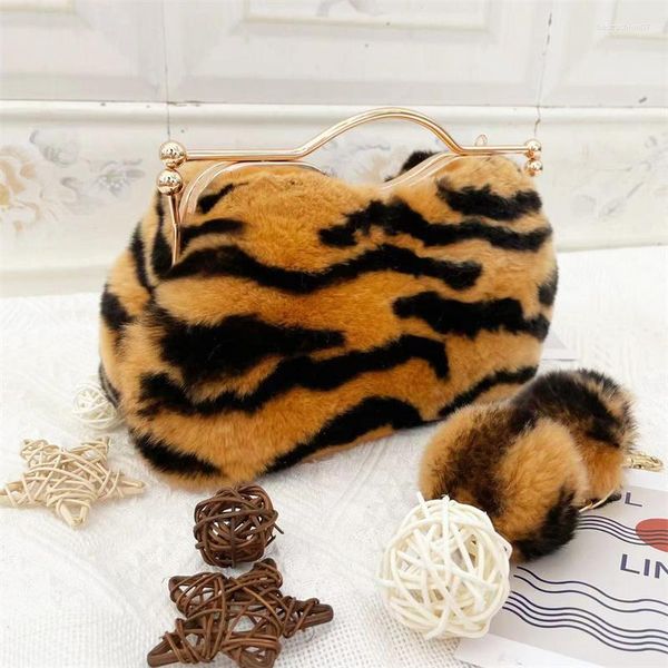 Marsupi Borsa in pelliccia da donna Luxury Rex Leopard Print Borsa Premium Alta capacità Inverno di qualità