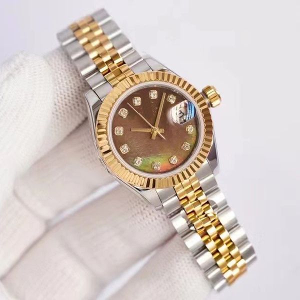 Relógios de ouro de luxo para mulheres 28mm Datejust Designer Relógios de pulso de aço inoxidável Relógio de quartzo feminino Presente de Natal para mulheres