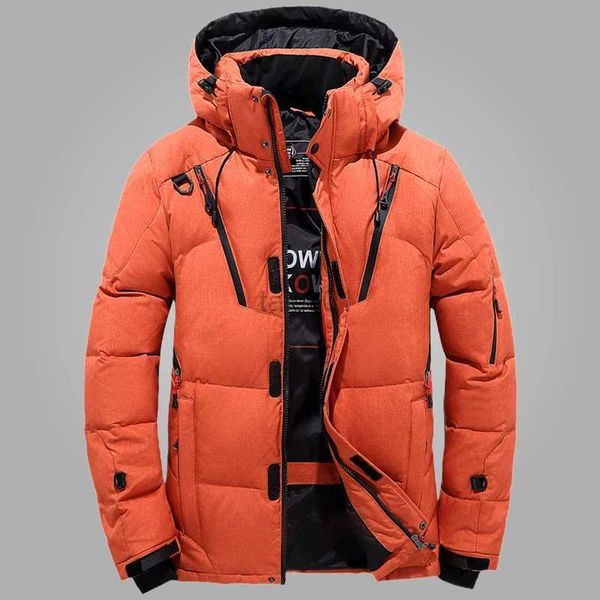 Herrenjacken Neue Daunenjacke Männer mit Kapuze weiße Ente Wintermantel verdicken warme winddichte Parkas Mann Reisen Camping Mantel einfarbige Kleidungzln231108