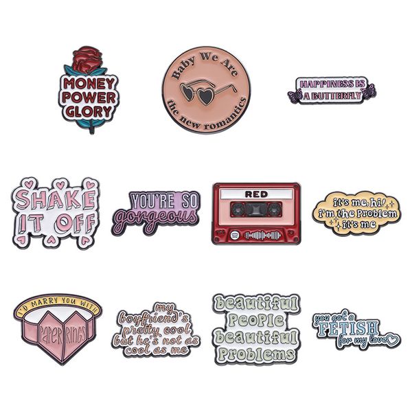 Frases inspiradoras broches de alfinetes esmaltados, animais fofos, crianças, emblema de metal kawaii para mulheres, meninas, joias da moda