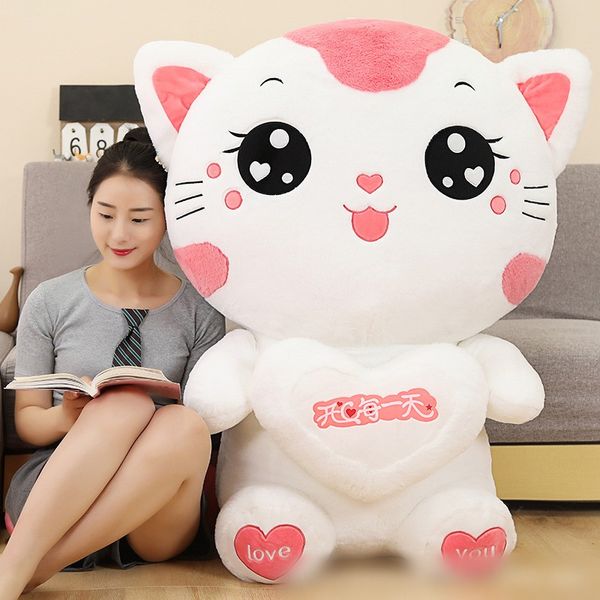 40cm Popüler Sevimli Kahverengi Kitten Peluş Bebek Karikatür Pembe Kedi Peluş Yastık Hediyesi Toptan Satış