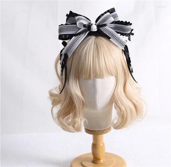 Fontes de festa Anime Preto Branco Cão Cosplay Arco Hairpin Lolita Hair Side Clip Kawaii Acessório B2341