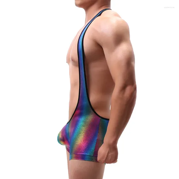 Underpants atacado de arco-íris bodysuits masculinos por fabricantes nylon casual apertado roupa interior cintas desempenho roupas masculinas estrangeiras