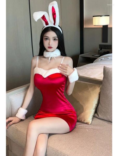 Abiti Casual ragazza rossa Cosplay carino sexy anno abito di Natale abito reggiseno uniforme elegante dolce moda donna top 2023 SM23