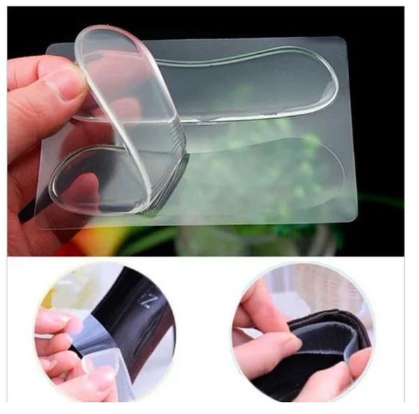 Solette per scarpe autoadesive Pasta per tallone Gel di silicone Cuscinetto antiscivolo Sottopiede Cura del piede Cuscino per tallone Protezione Gel in rilievo Fodera per tallone Impugnature C247