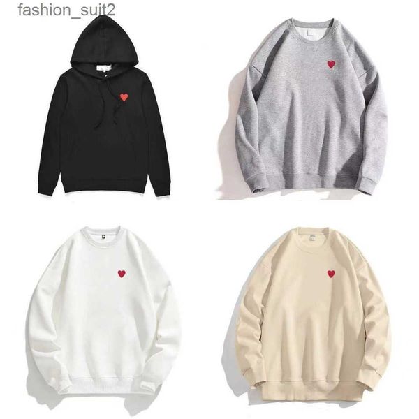 Erkek Hoodies Sweatshirts 23S Tasarımcı Oynat Commes Jumpers des Garcons Mektup Nakış Uzun Kollu Külot Kadın Kırmızı Kalp Gevşek Kazak Giyim