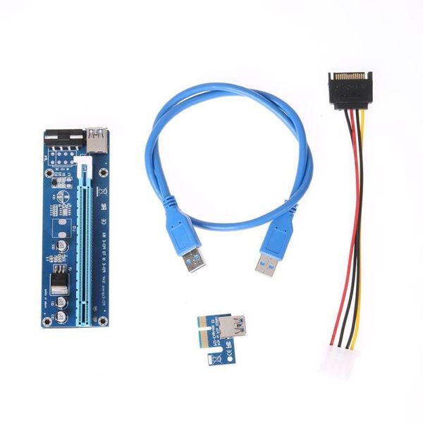 Freeshiping 20 teile/los 60 cm PCI-E 1X bis 16X Extender Riser Karte SATA 15 Nadel 4Pin Power Line USB 30 Stecker Netzteil Kabel für M Osvt