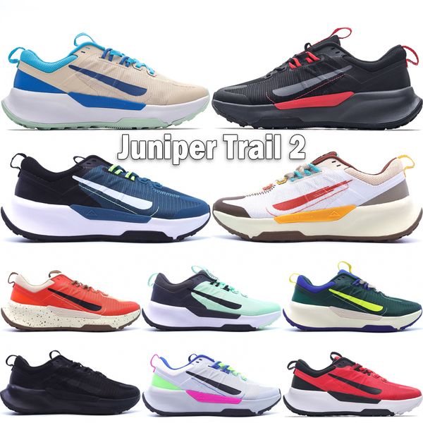 Mais recente Juniper Trail 2 Men Women Running Shoes 2023 Next Nature Grege Green Amarelo ataque Sanddrift Safety Orange Triple Black Outdoor Sneakers Tamanho 36-45