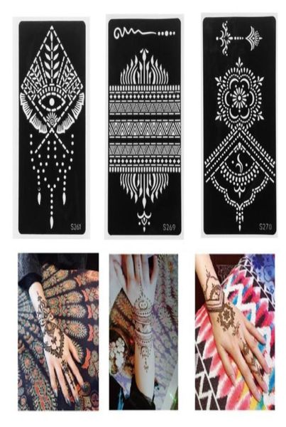 Tatuagens temporárias 2021 adesivos de tatuagem estênceis mehndi estilo henna modelo adesivo decalque de mão diy arte corporal pintura tool8033967