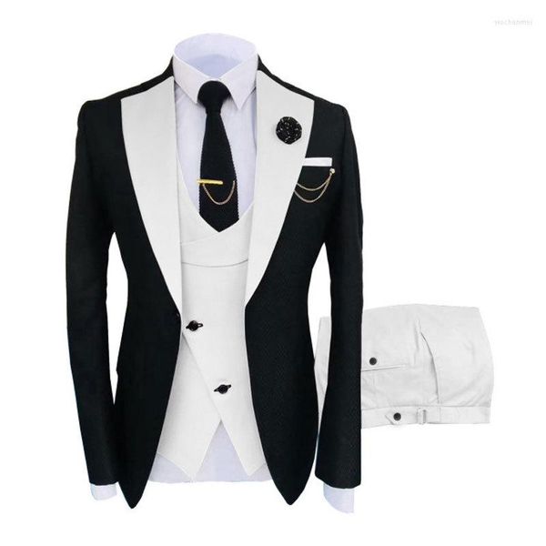 Ternos masculinos Terno de 3 peças masculinas fãs fade Homme Shawl Lapela Blazer Tuxedo Party Wedding (calça de colete blazer) para homens