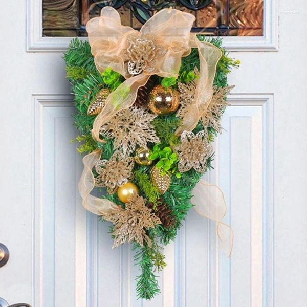 Dekorative Blumen-Weihnachtskugel, die umgekehrte Kiefernnadel-Bowknot-Blumen-Tür-Dekor hängt