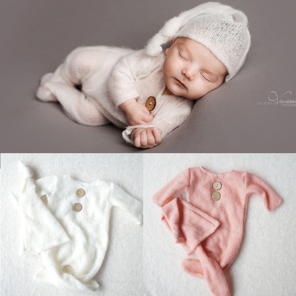 Keepsakes Crochet Mohair Bebe Fotografia abbigliamento bambino nato puntelli puntelli ragazzo cappello tuta set indoor fai da te po studio accessori 230407