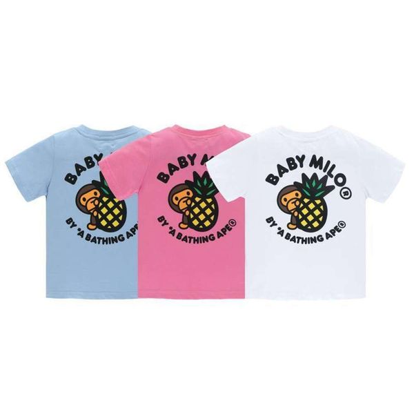 Bapa T-shirt da uomo Top T-shirt Tendenze da donna DesignerEstate New Trendy Abbigliamento per bambini con cotone Stampa scimmia ananas Manica corta per bambini piccoli e medi