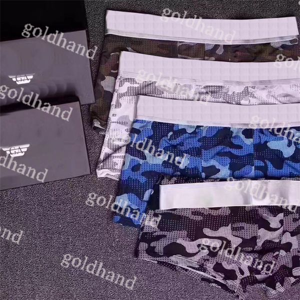 4 teile/los Männer Mesh Unterhose Designer Sport atmungsaktive Sexy Boxer Männer Camouflage Gedruckt Shorts Unterwäsche