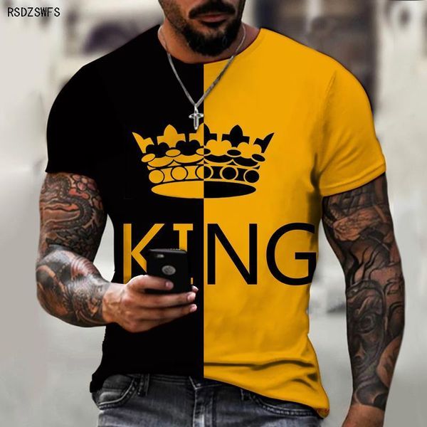 Herren T-Shirts Shirt Crown King KING 3D-Druck Druck Rundhals T-Shirt Hochwertige Kleidung Street Fashion Oversize 230407