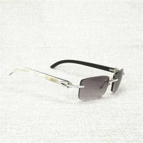 Designer de luxo Summer Sunglasses Sunglasses Rhinestone Búfalo natural búfalo Homens sem aro Men Wood Square Glasses Women para tons ao ar livre Oculos Eyewearkajia