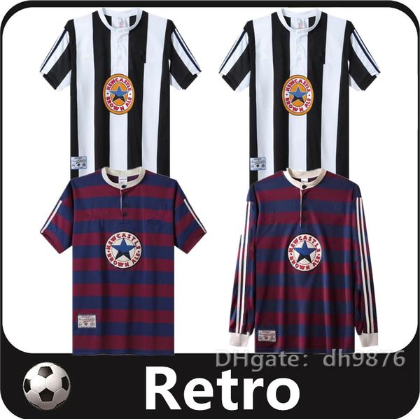 95 96 97 Newcastles NUFC Shearer Retro Men Jerseys Hamann Shearer Pinas 1995 1996 1997 United Owen Classic Football Shirts Ginola Mangas longas