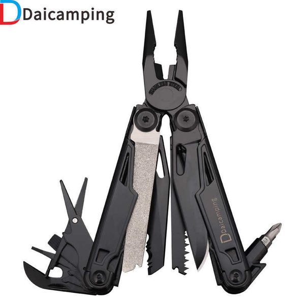 Daicamping DL12 Multifunzionale 7CR17MOV Pinza Utensili A Mano Set Camping Gear Lama Multitools Clip Army Swiss Pieghevole Multi Coltello