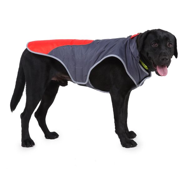 Roupas para cães Jaqueta impermeável VestDog com trela Anel Casaco para animais de estimação para caminhadas Suéter reflexivo resistente à água para pequenos médios grandes, vermelho