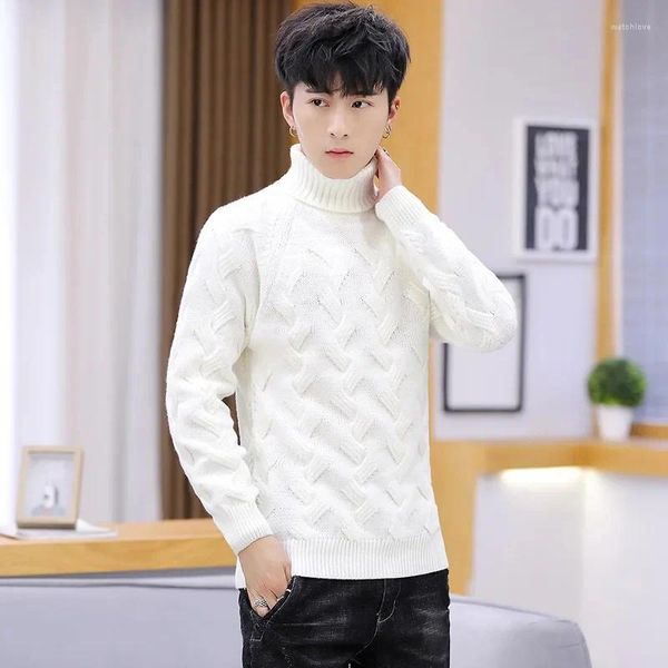 Männer Pullover 2024 Casual Weiß Rollkragen Winter Pullover Mäntel Solide Pullover Herren Kleidung Herbst Ankunft M-3Xl