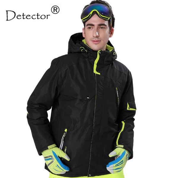 Лыжные куртки Детектор, мужская черная и синяя водонепроницаемая куртка для горного туризма и кемпинга, флисовая ветрозащитная лыжная куртка 231107