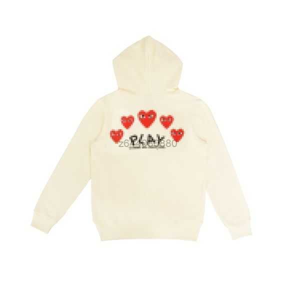 Diseñador esencialhoodiy Com Des Garcons Sudadera Mockneck Cdg Play Big Heart Sudadera con capucha Cremallera completa Beige Marca Essentialhoodies QRV4