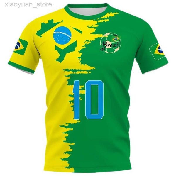 T-shirt da uomo New 2023 T-shirt da uomo Brasile Jersey Grafica 3D Bandiera brasiliana Stampata T-shirt manica corta da donna Casual Uomo Top Abbigliamento uomo M230408