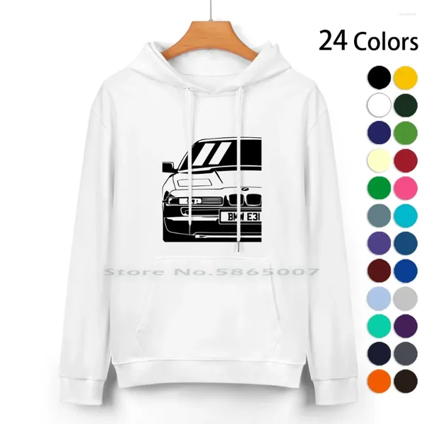 Hoodies masculinos clássico drift carro 1990-1999 850csi 8 série e31 grand tourer 2 portas coupe puro algodão moletom com capuz 24 cores