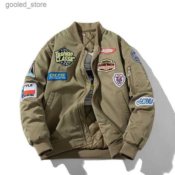 Giacche da uomo Giacca bomber da uomo Distintivo militare Giacca da pilota invernale Retro Parka con cappuccio Giacca a vento Cappotto da moto Maschile Capispalla per giovani Abbigliamento uomo Q231109