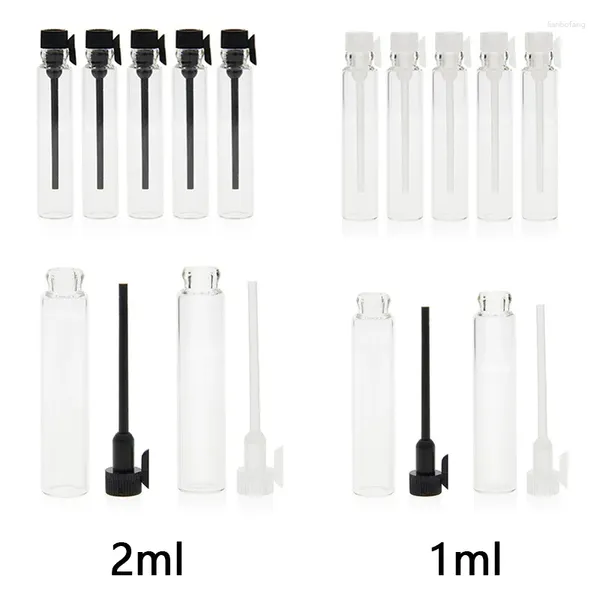 Şişeler 600 x 1ml/2ml/3ml Taşınabilir Taşınabilir Açık Mini Cam Şişe Beyaz Siyah Damlalı Pipet Seyahat Makyajı Uçucu Yağ Kavanoz Toptan