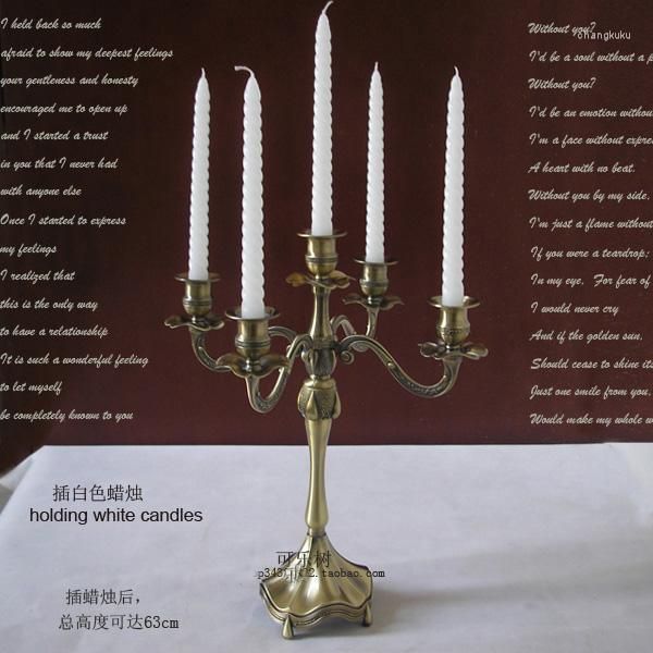 Titulares de vela H45cm Bronze 5 Arm Candelabra Lanternas Vintage decoração prateada velas zt053bf