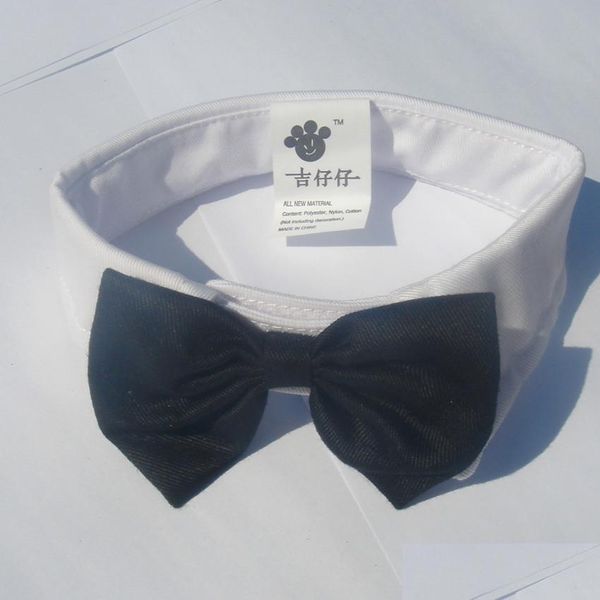 Köpek Giyim Beyaz Kara Kedi Çat Tie yakalı sevimli yavru kravat aksesuarı ayarlanabilir bowtie Jia437 Damla Teslimat Ev Bahçesi P DH5LW