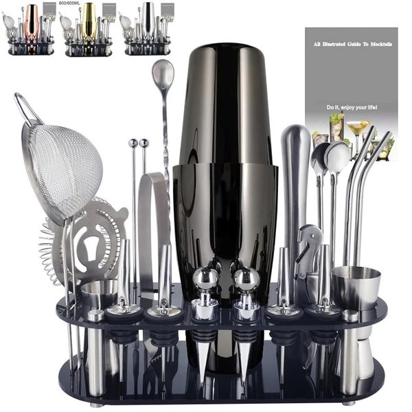 Bar-Werkzeuge, 1–22-teilig, Boston-Cocktail-Shaker, Bar-Werkzeuge, Weinmixer-Set, Barkeeper, Cocktail-Shaker, Werkzeug-Set, Ausgießer, Jigger, Stößel mit Halter, 231107