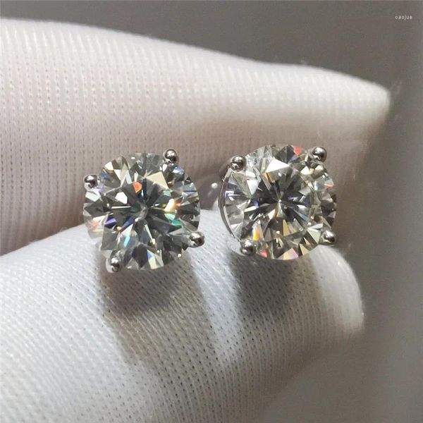 Brincos de garanhão 18k ouro branco total 2 quilates teste de diamante passou excelente corte d cor moissanite cabeça de vaca casamento feminino