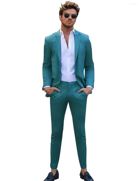 Abiti da uomo Due pezzi Slim Fit Risvolto con risvolto One Button Smoking da ballo di fine anno