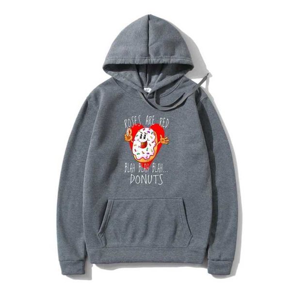 Herren Hoodies Sweatshirts Roses Are Red Blah Donuts Cupcake Schwarze Oberbekleidung für Essensliebhaber S-3XL HoodieL23116