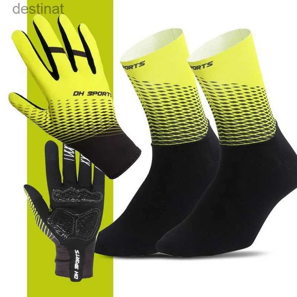 Перчатки с пятью пальцами 1 пара велосипедных перчаток с полным пальцем Велосипедные носки Мужчины Женщины Противоскользящие спортивные велосипедные варежки Велосипедные перчатки Носки SetL231108
