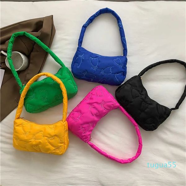 Bolsas de ombro de inverno Roupas de algodão Bolsa de flores bordadas Moda estrangeira colorida nas axilas