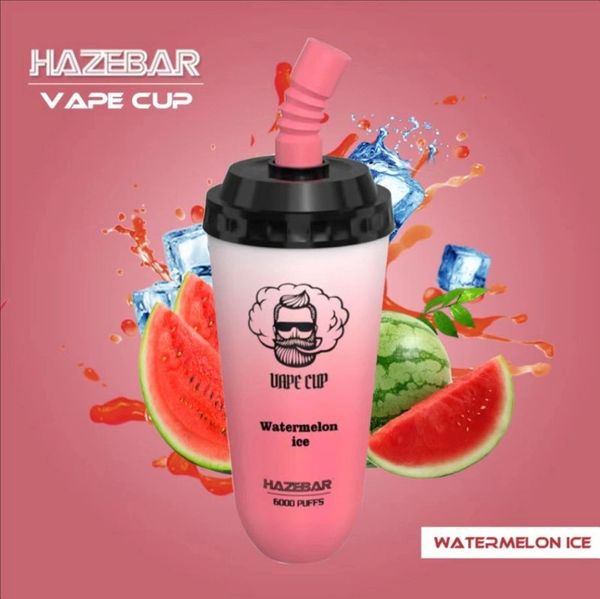 Hazebar Vape Cup 6000 Puffs 15ml capacidade 650mah bateria recarregável bobina de malha copo de leite Design Crazvapes